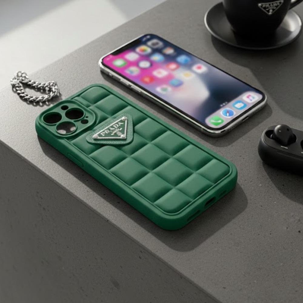 Prada Emerald Quilted Phone Case